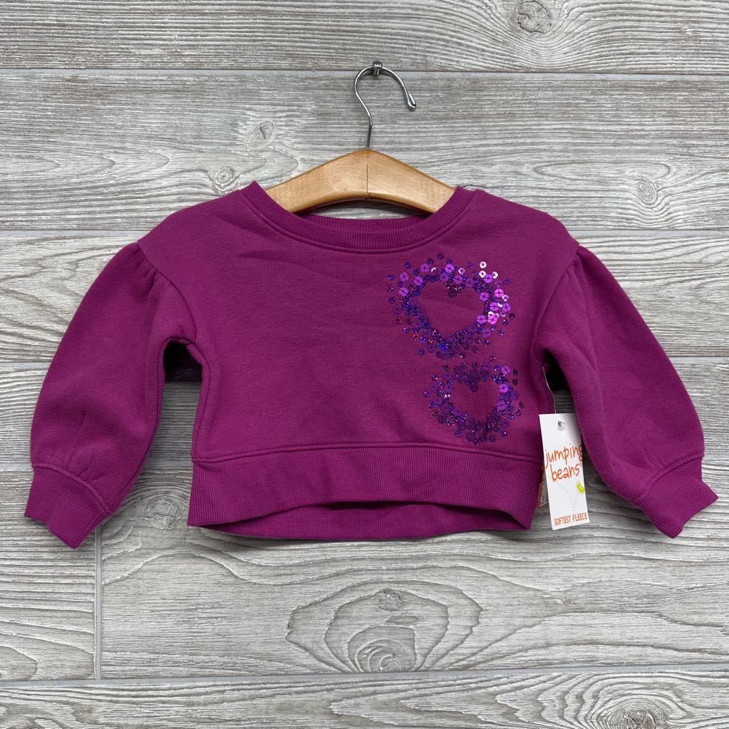 NEW Cropped Crewneck Sequin Hearts 12M