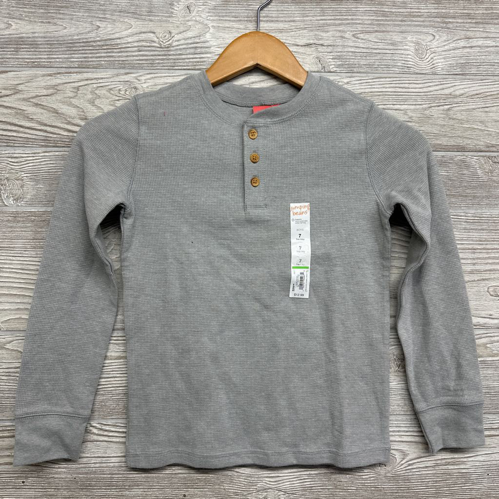 NEW LS Waffle Knit Henley Shirt 7