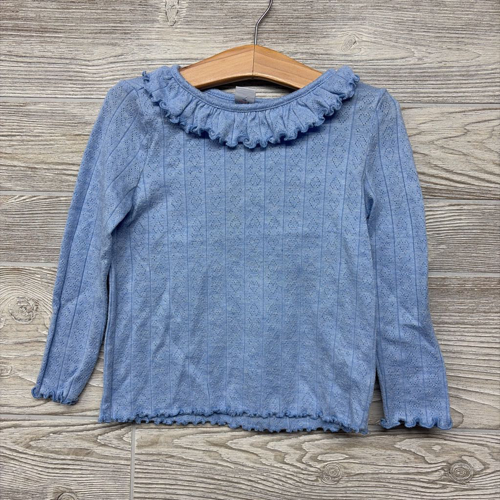 Pointelle Lite Sweater Ruffle Collar 4t