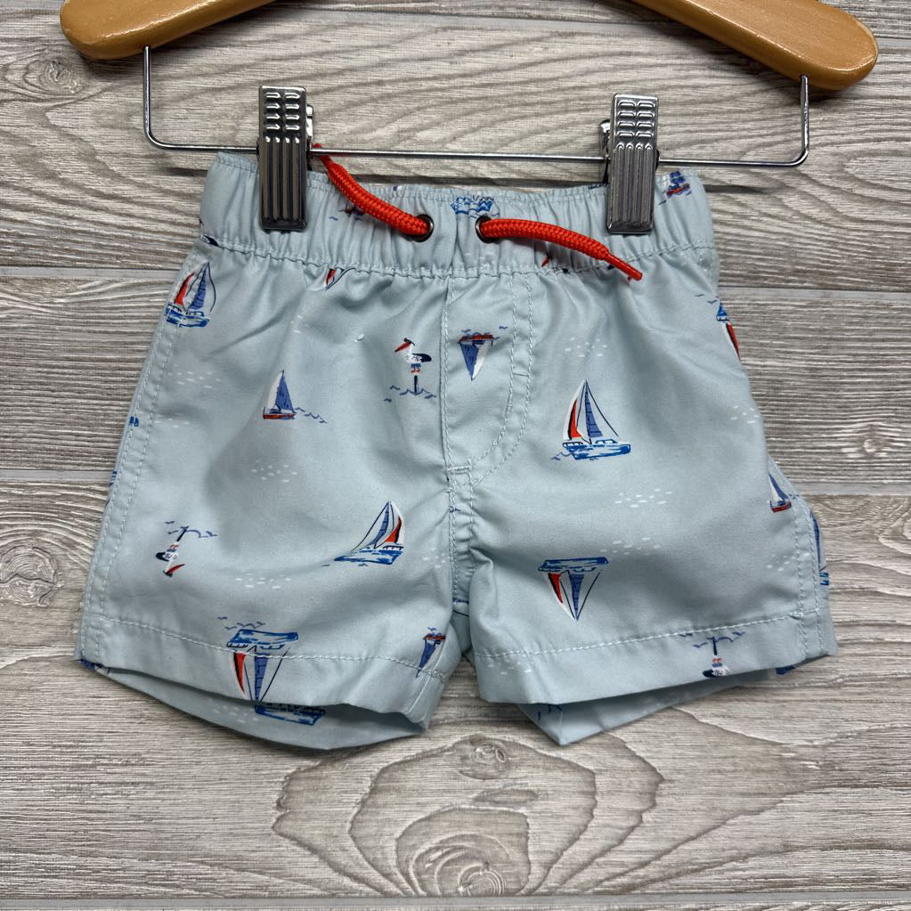 Swim Shirt Little Captain & Trunks Sailboats 3M