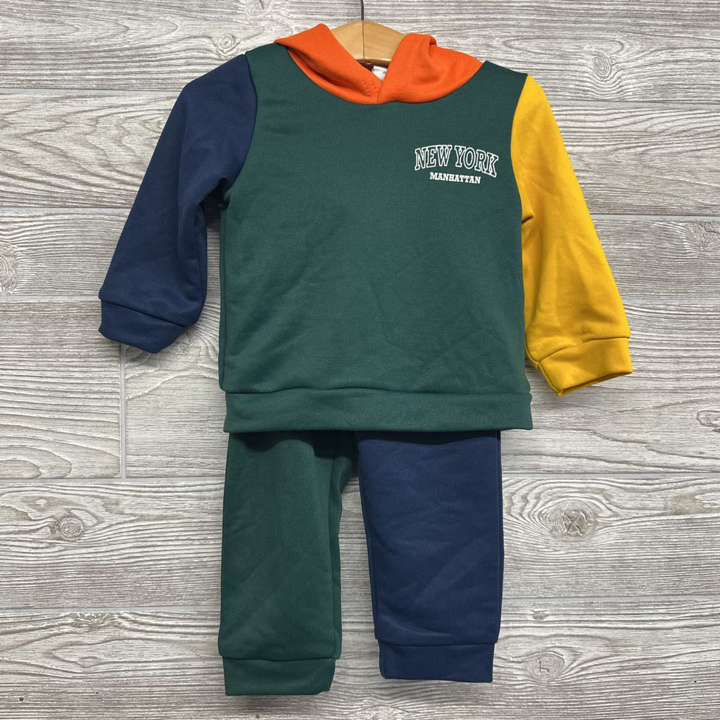 LS Shirt W/ Hood New York & Pants 12-18M