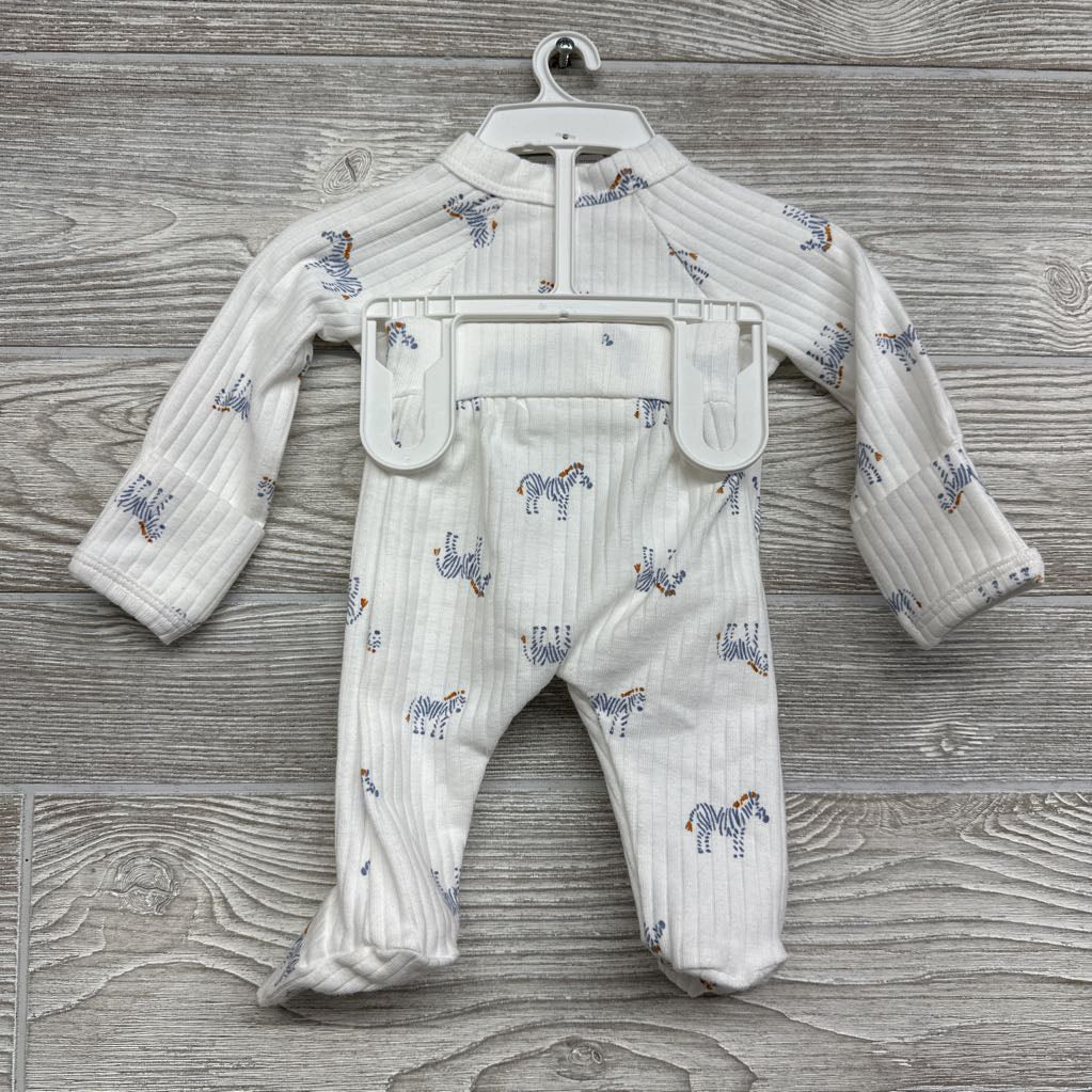 NEW LS Side Snap Ribbed Shirt & Footed Pants Zebras Preemie