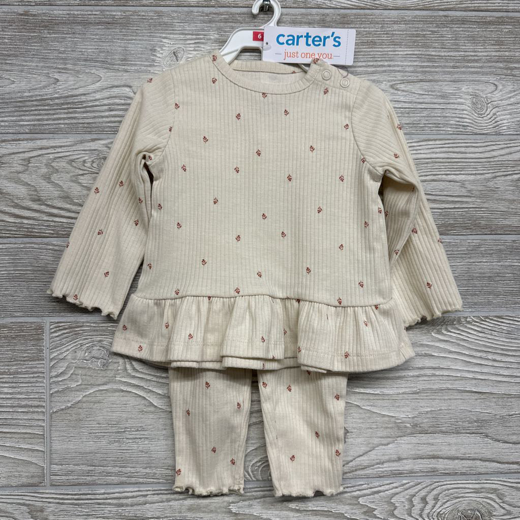 NEW LS Ribbed Shirt & Leggings Flowers 6M