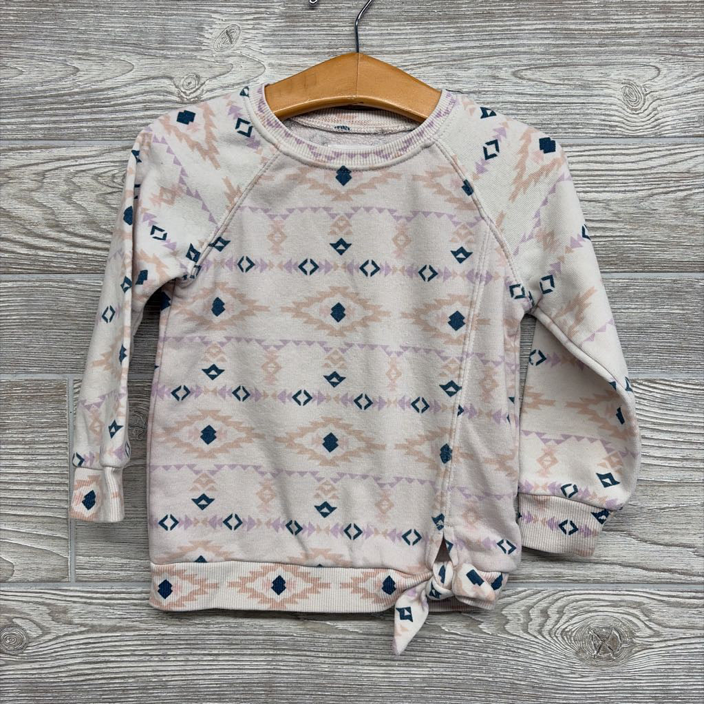 Front Tie Crewneck Printed 3T