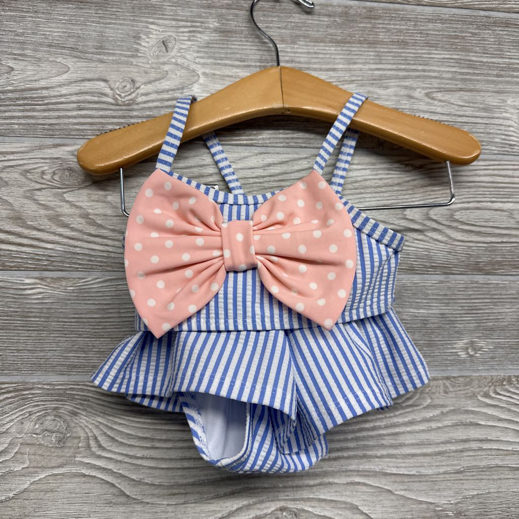 2 Pc Swimsuit Stripes & Bow Dots 12-18M