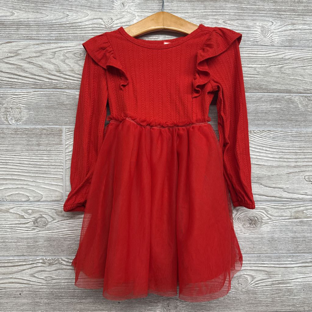 LS Pointelle Tulle Dress 4T