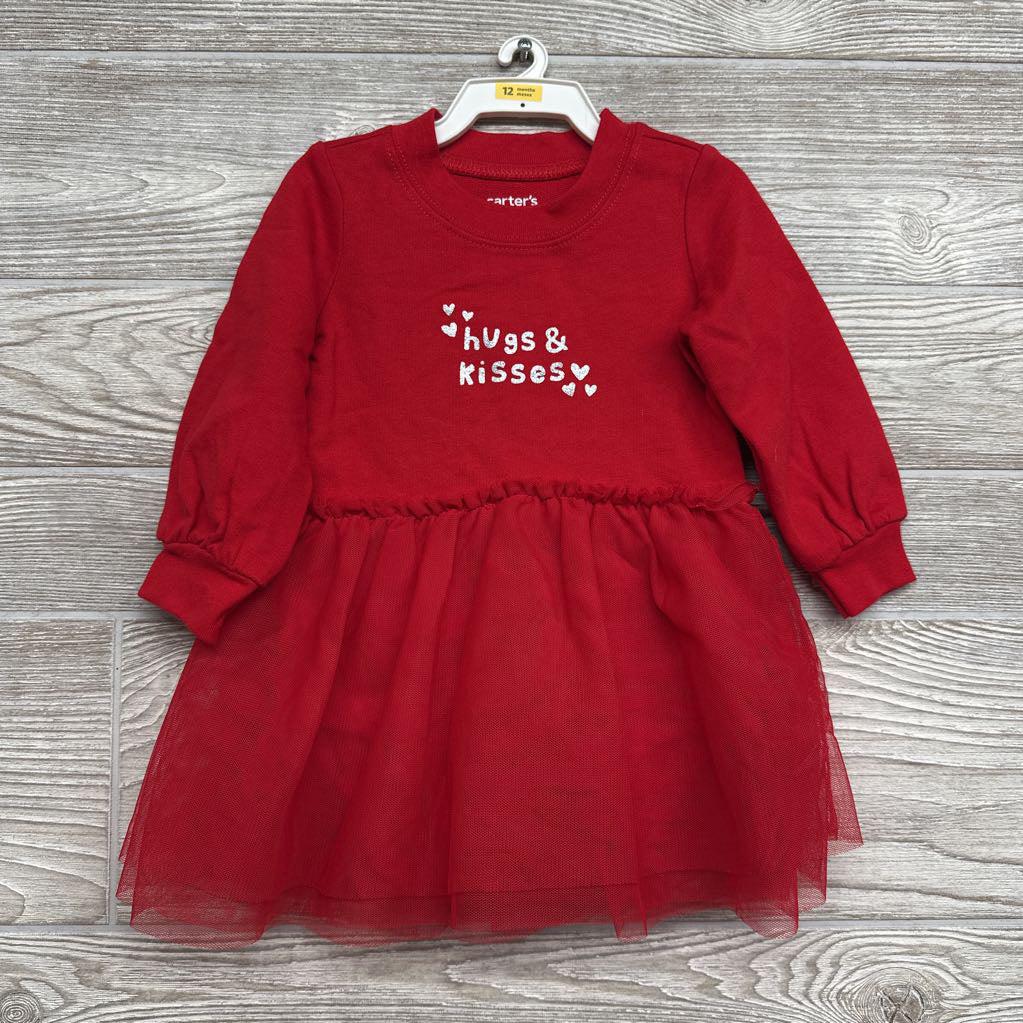 NEW LS Tulle Dress Hugs & Kisses 12M