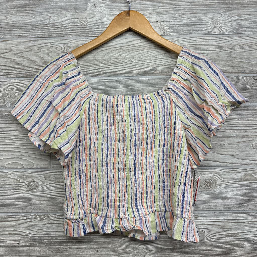 NEW Flutter Sleeve Smocked Shirt Stripes 16-18
