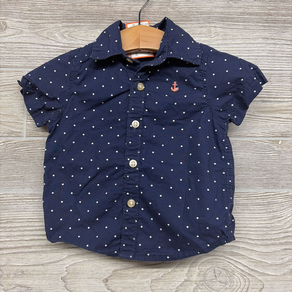Button Up Shirt Anchor Dots 6M