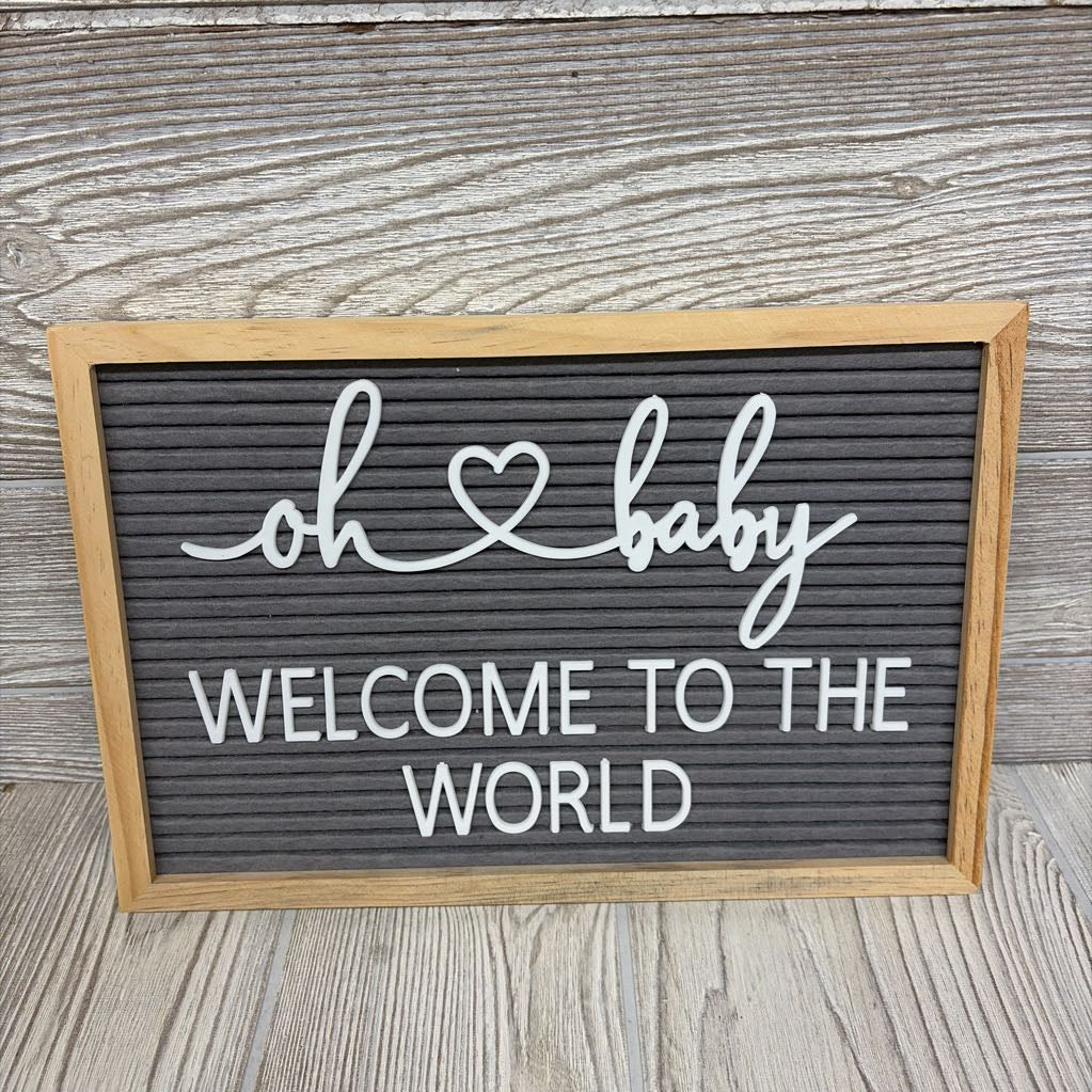 Wooden Wall Sign Oh Baby Welcome To The World
