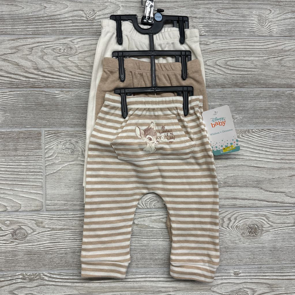 NEW 3 Pk Harem Pants Stripes Bambi 3-6M