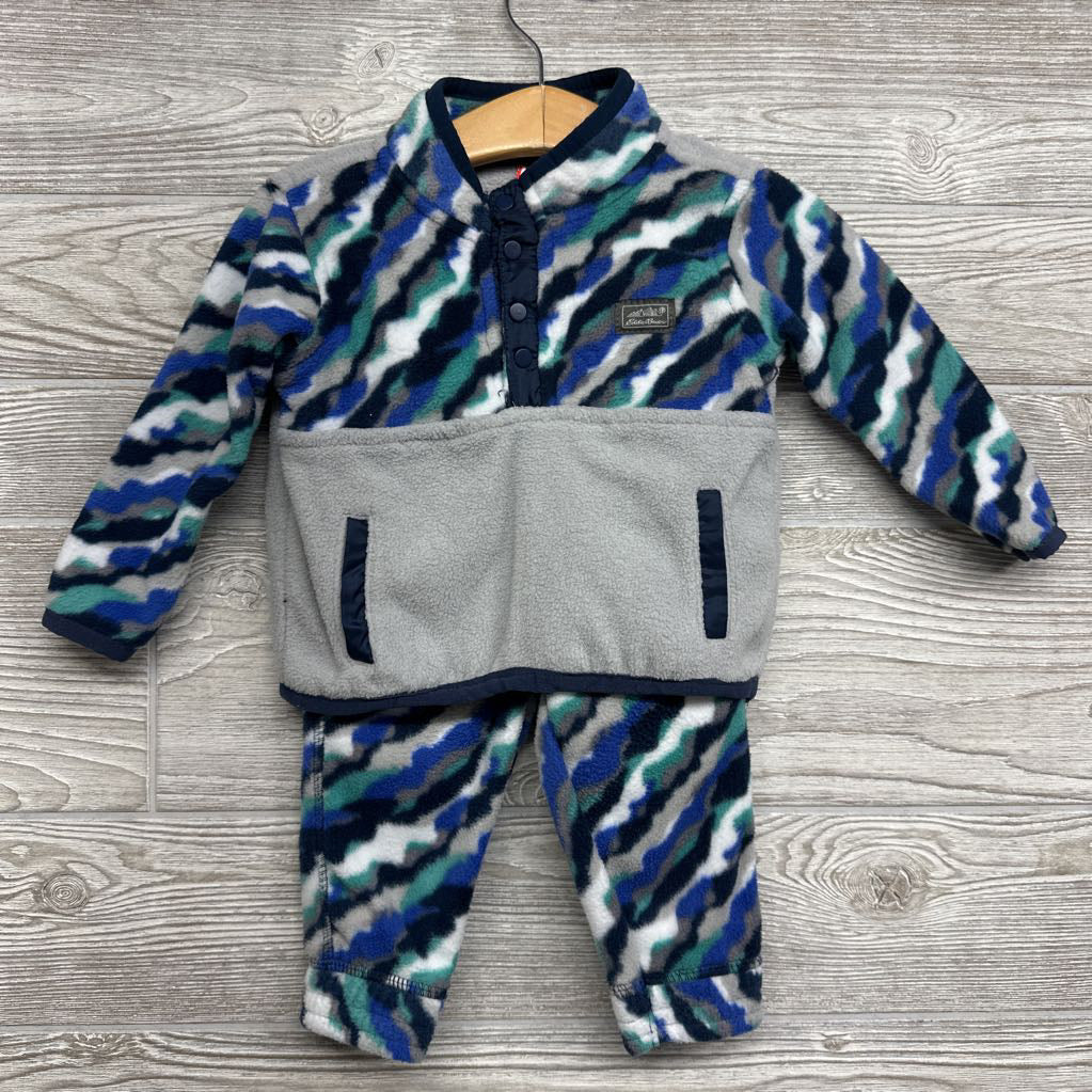 Fleece 1/4 Snap Pullover & Fleece Pants Wavy Print 12M