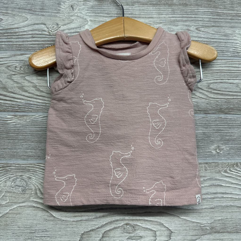 Organic Ruffle Sleeve Shirt & Shorts Seahorses 6M