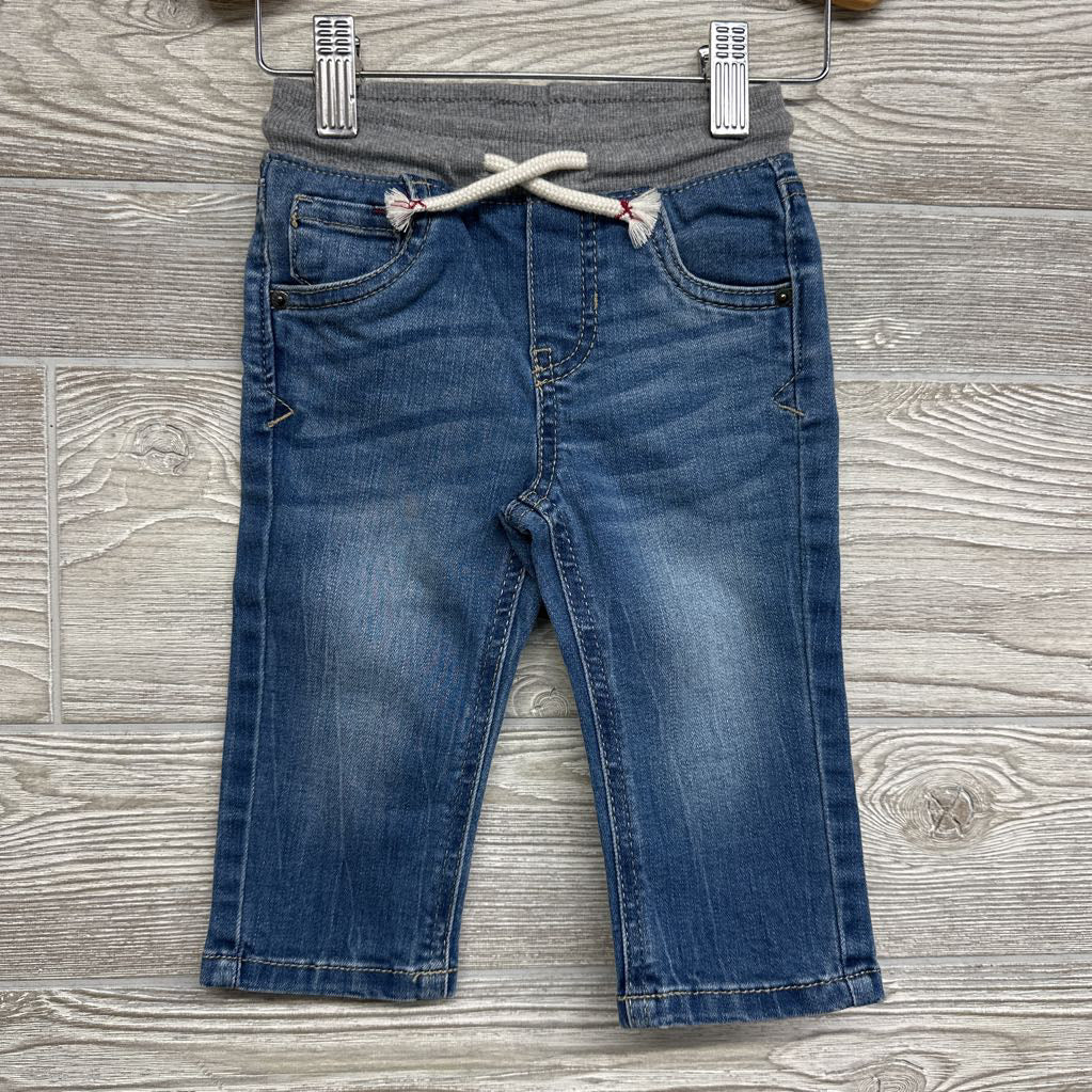 Drawstring Pull On Straight Jeans 12M