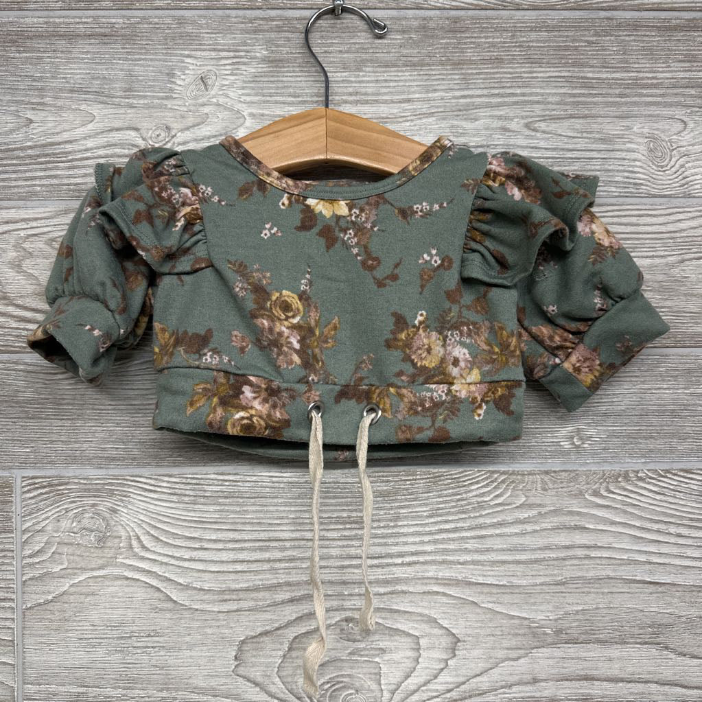 Flutter Sleeve Crop Shirt Flowers 3-6M