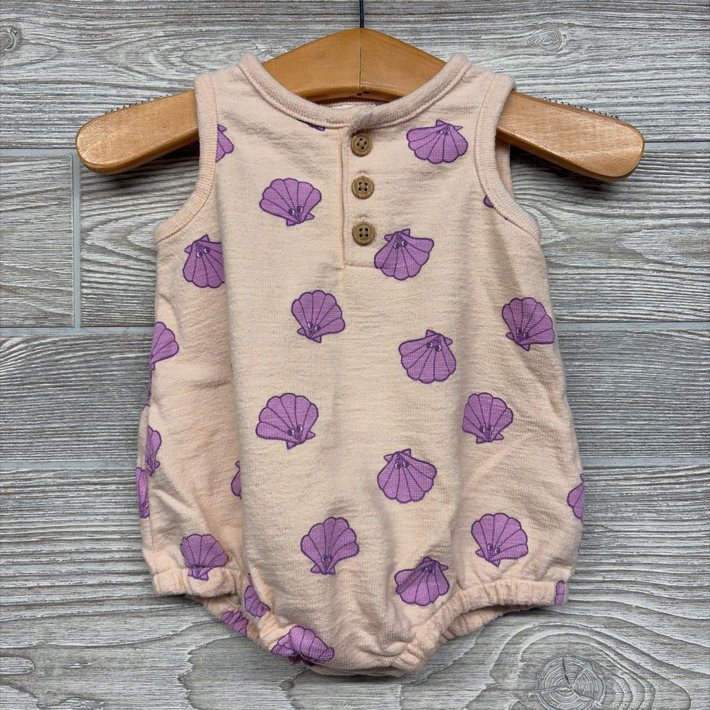 Tank Henley Romper Sea Shells 0-3M