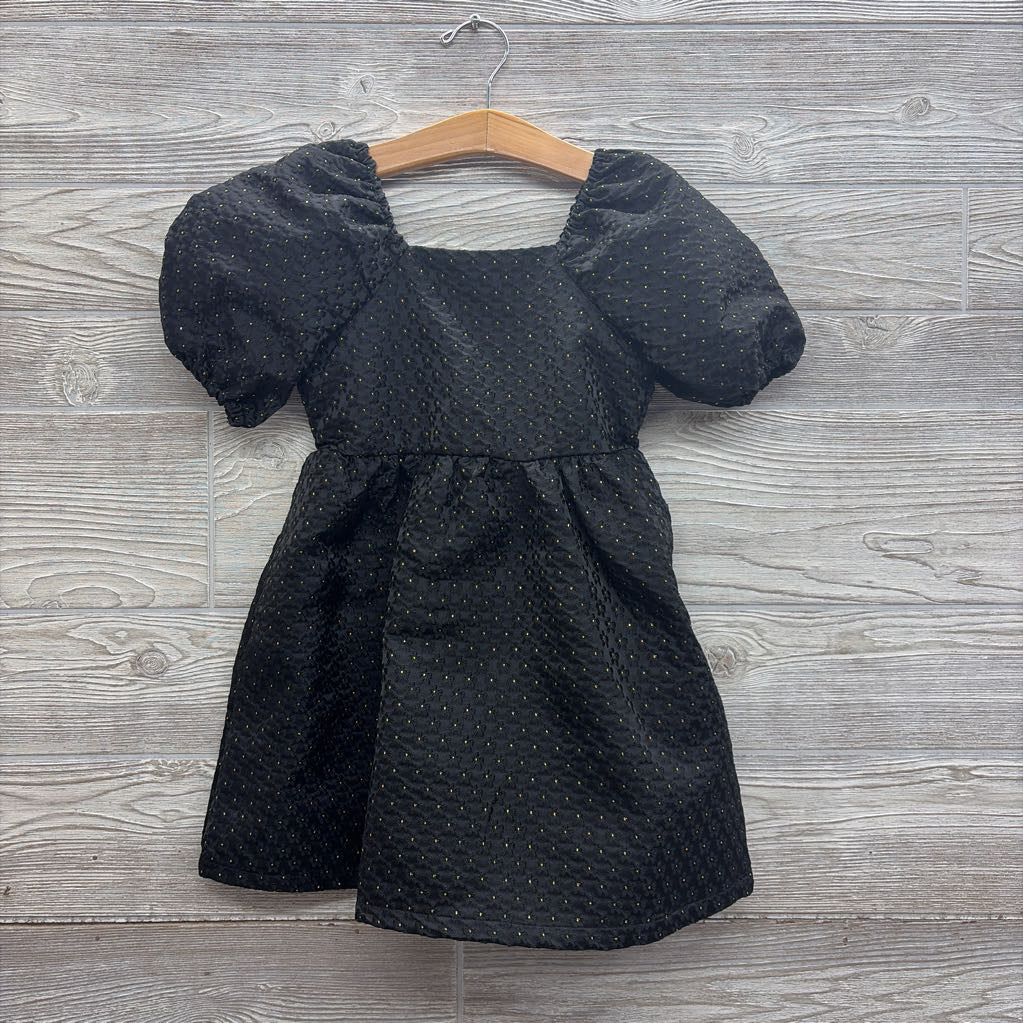 Textured Puffy Sleeve Dress Flowers 5