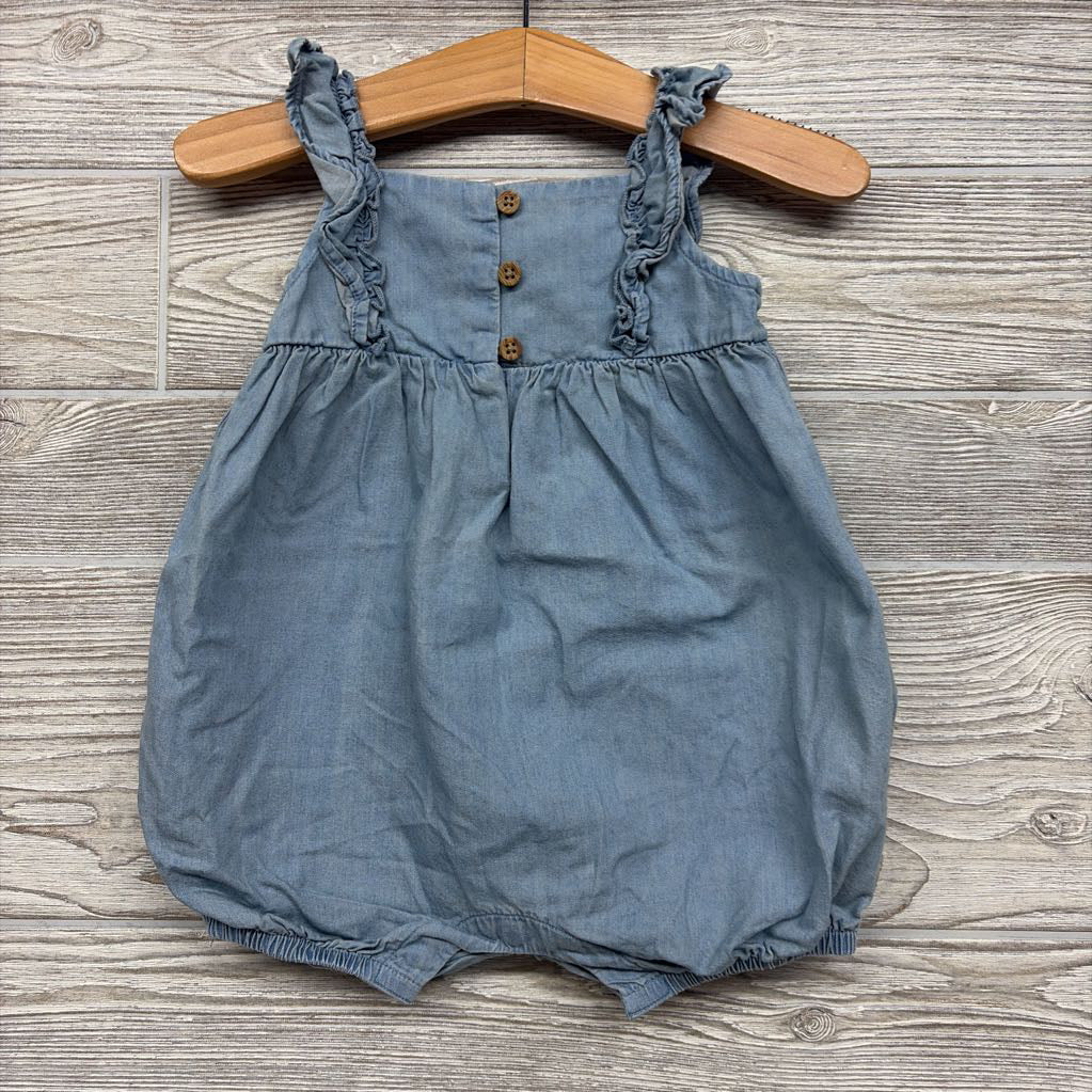 Flutter Strap Tank Chambray Bubble Romper 6M