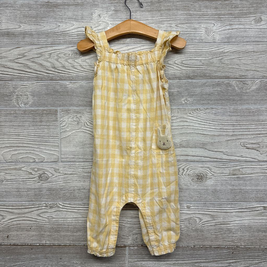 Twill Flutter Sleeve Romper Gingham 18M