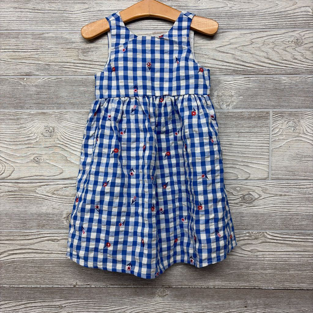 Tank Dress Gingham Flowers 4T
