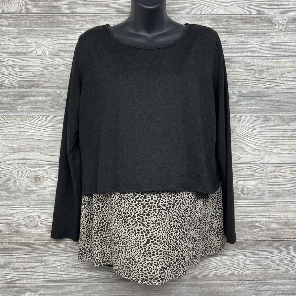 LS Hacci Nursing Shirt Animal Print Large