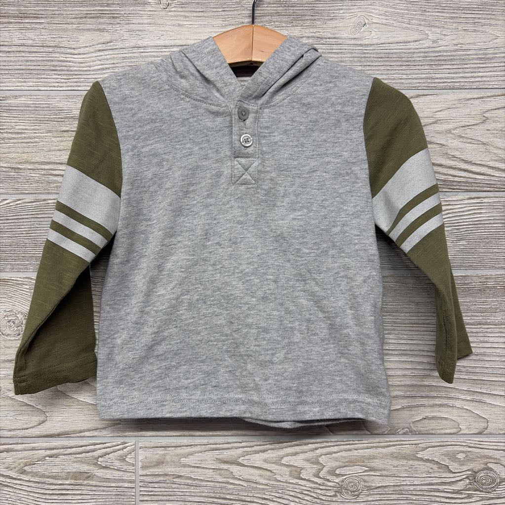 LS Henley Shirt W/ Hood 18M