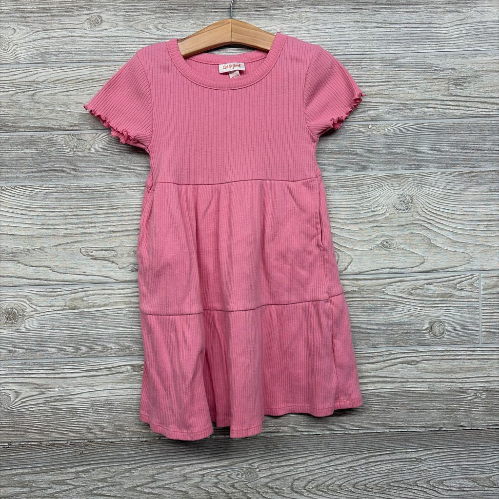 Ribbed Dress Lettuce Trim 4-5