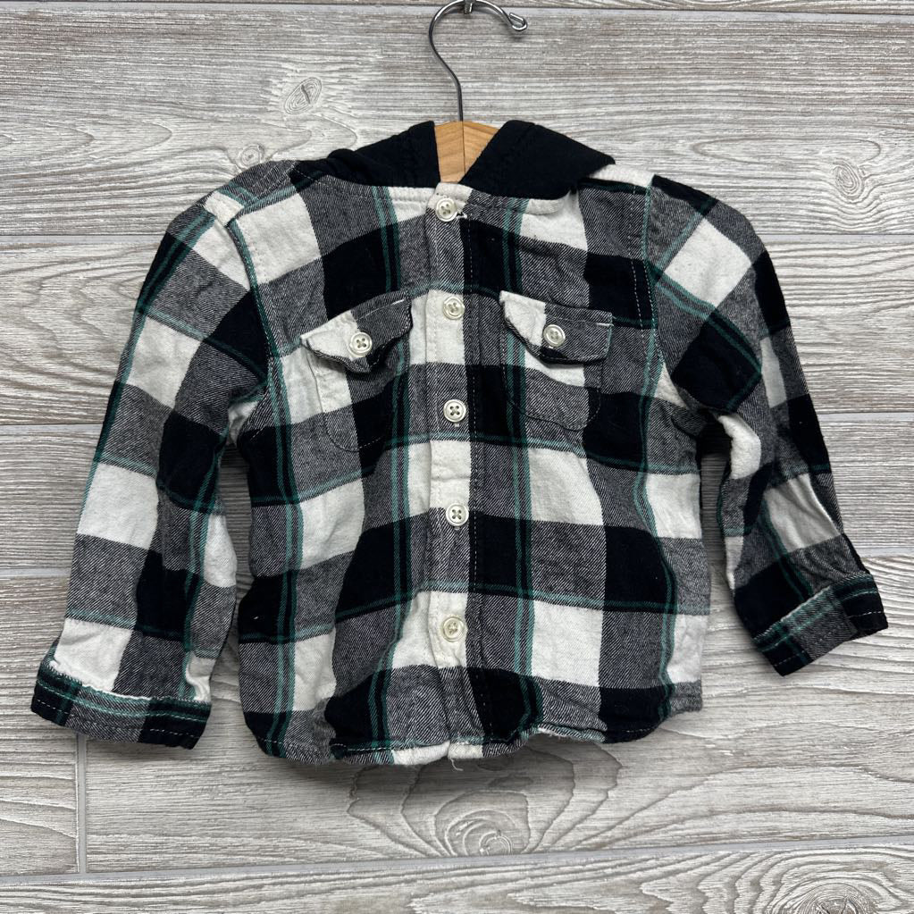 Gingham Button Up Shirt W/ Hood 2t