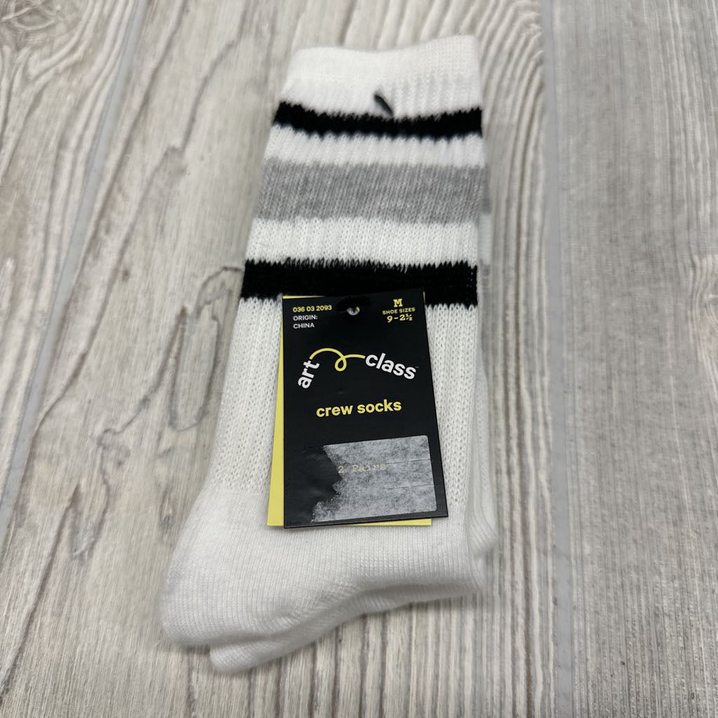 NEW 2 Pair Crew Socks 9-2.5y