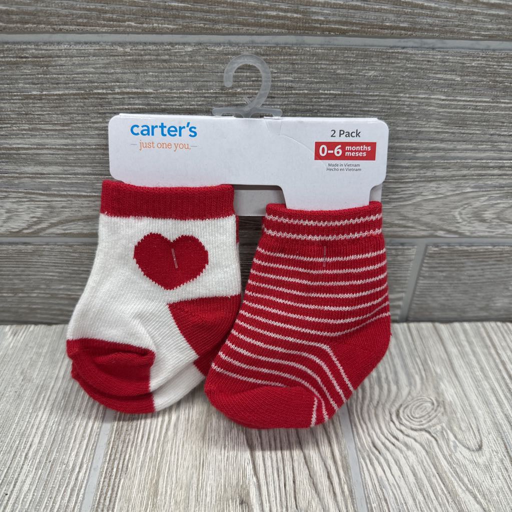 NEW 2 Pk Socks Stripes Heart 0-6M