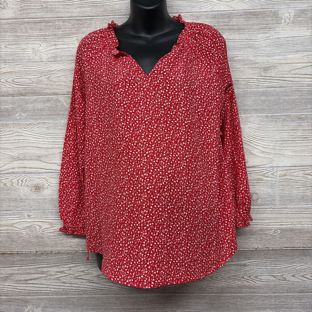 LS Blouse Flowers Ruffle Collar Small
