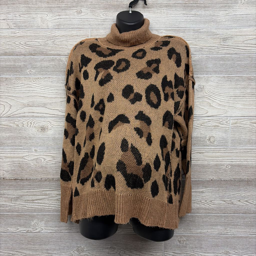 Cowl Neck Sweater Animal Print Large