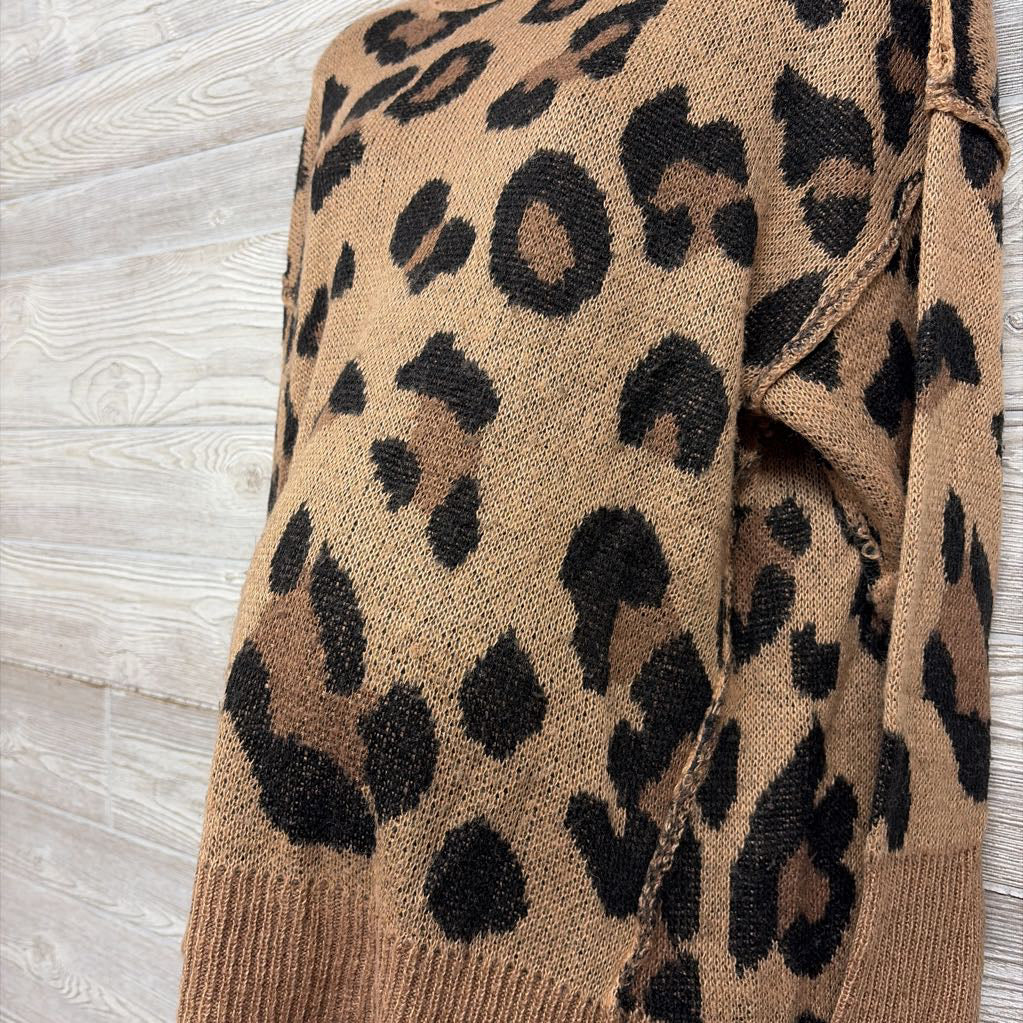 Cowl Neck Sweater Animal Print Large