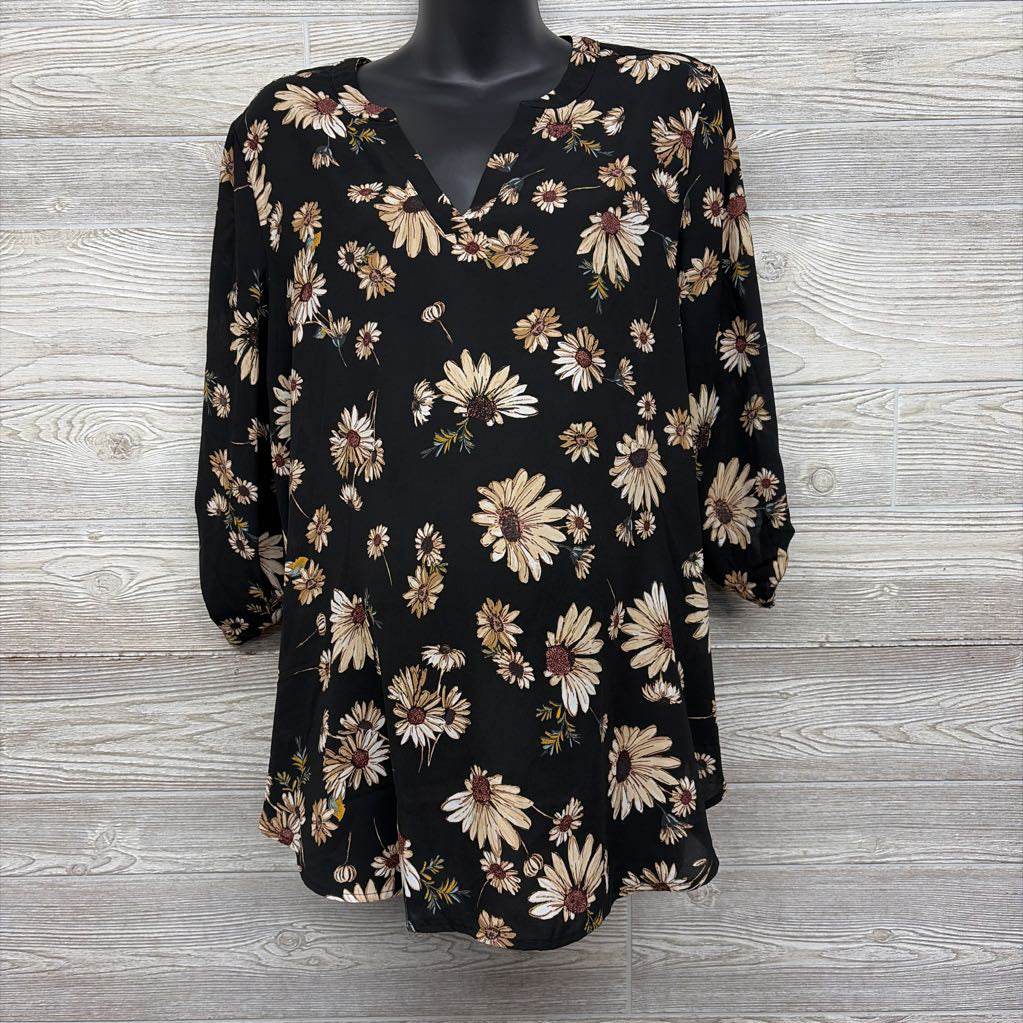 V Neck Blouse Flowers Large