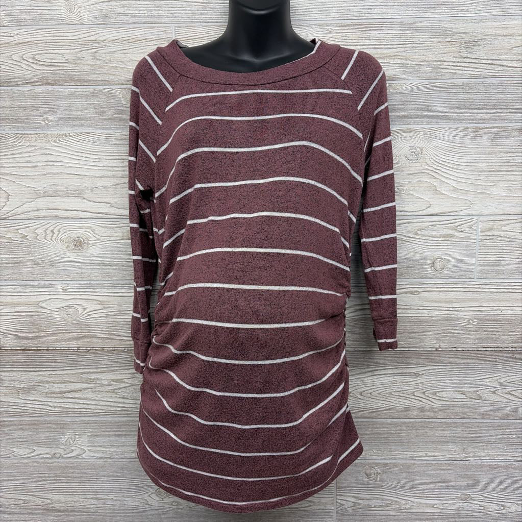 LS Ruched Hacci Sweater Stripes Large