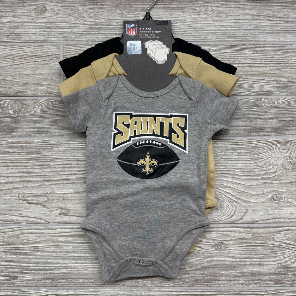 NEW 3 Pk Bodysuit Set New Orleans Saints 0-3M