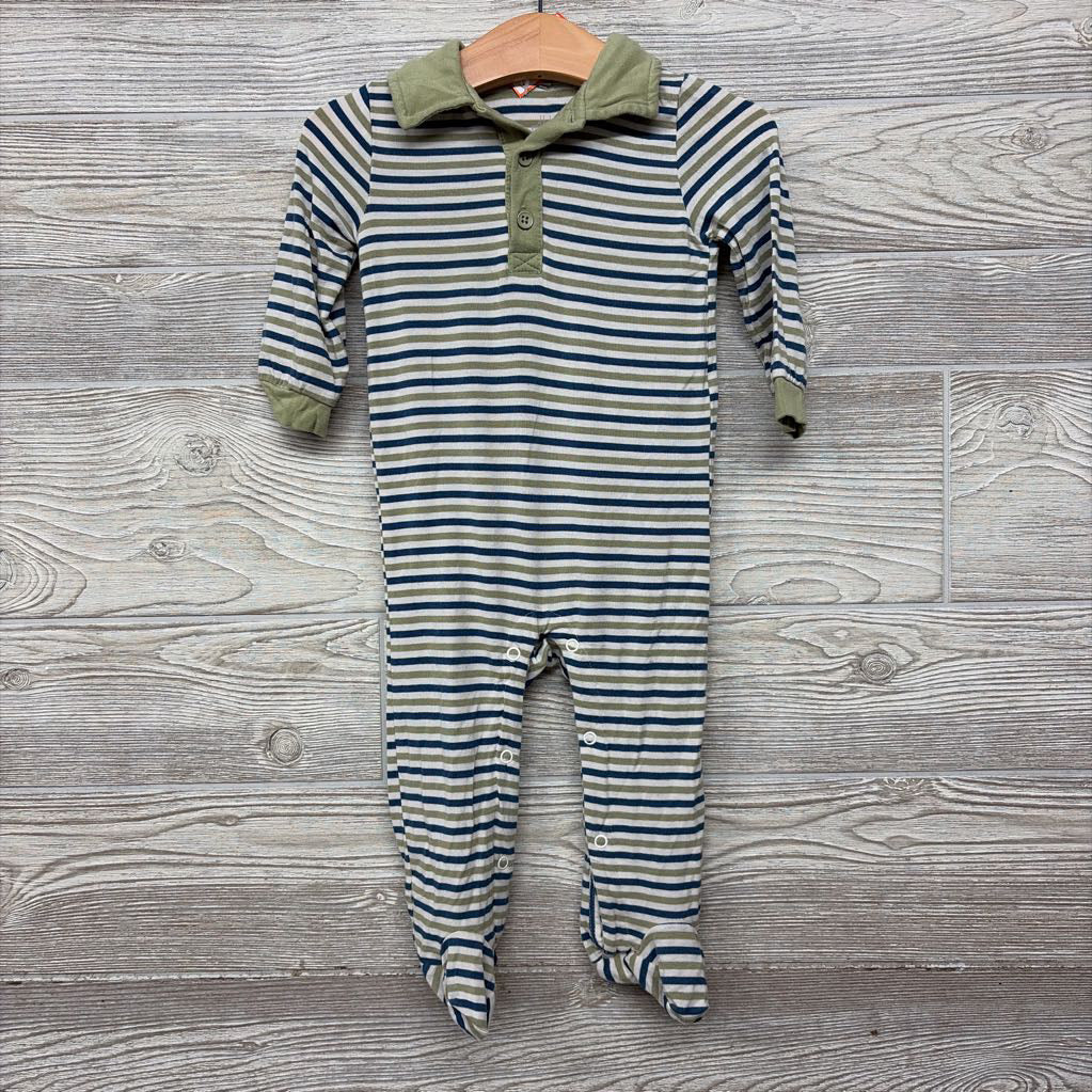LS Bamboo Footed Polo Outfit Stripes 6-9M
