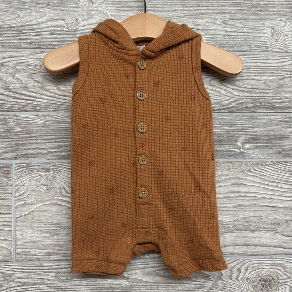 Waffle Knit Shorty Romper W/ Hood Arrows 0-3M