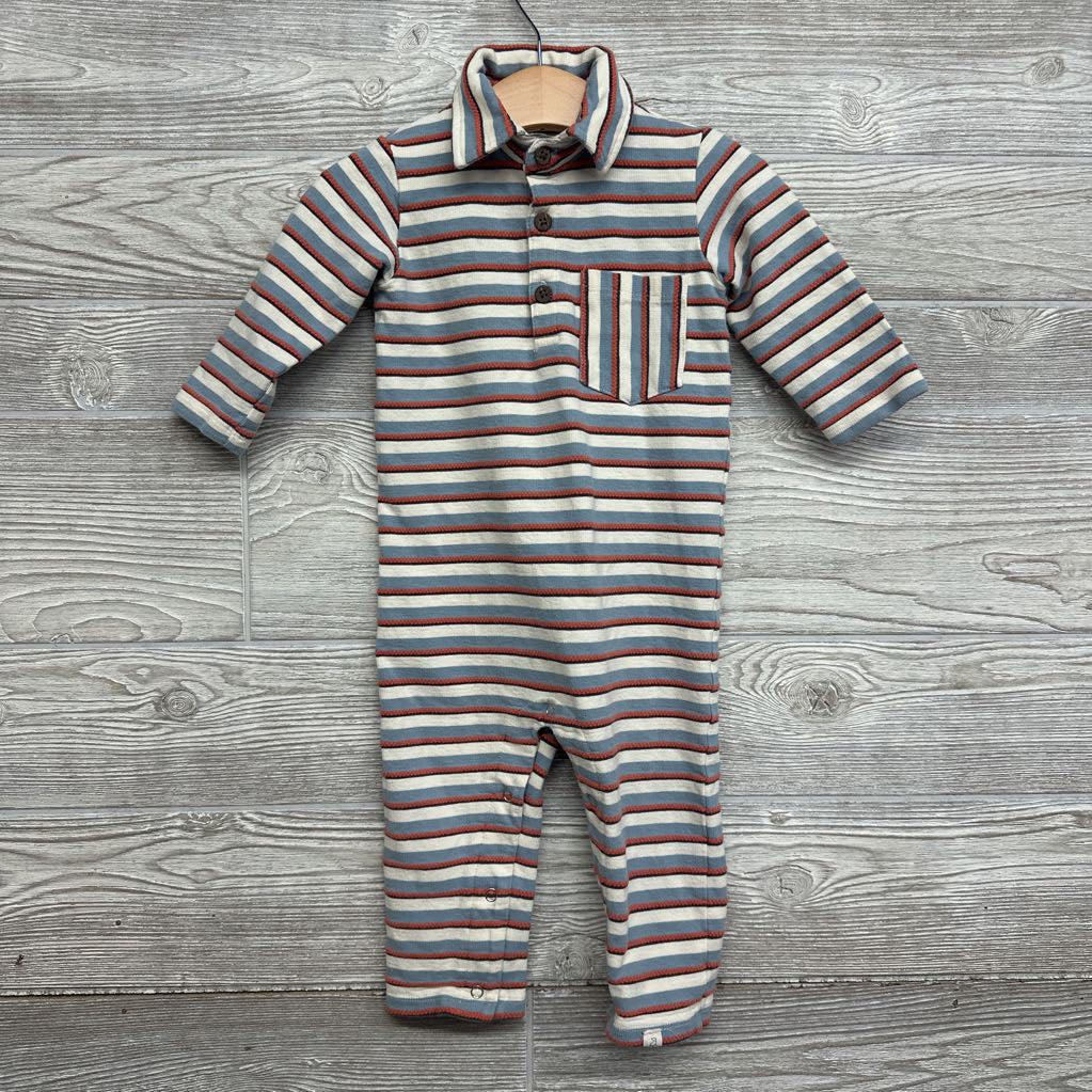 LS Textured Polo Outfit Stripes Chest Pocket 12-18M *
