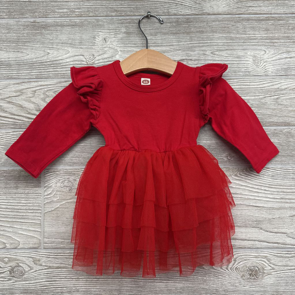 LS Tulle Dress Flutter Sleeves 0-3M