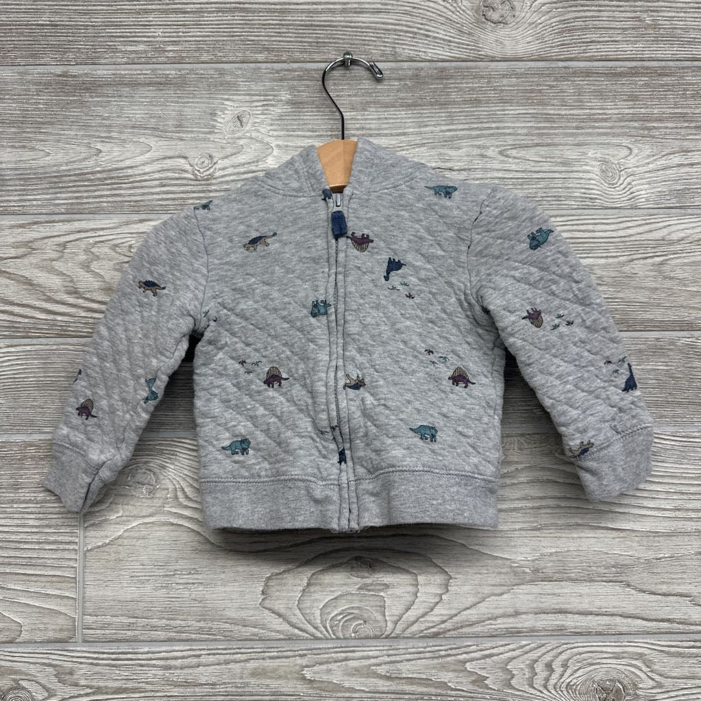 Full Zip Quilted Hoodie Dinosaurs 12M