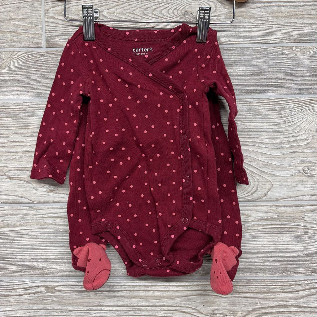 LS Side Snap Bodysuit & Footed Pants Dots 6M