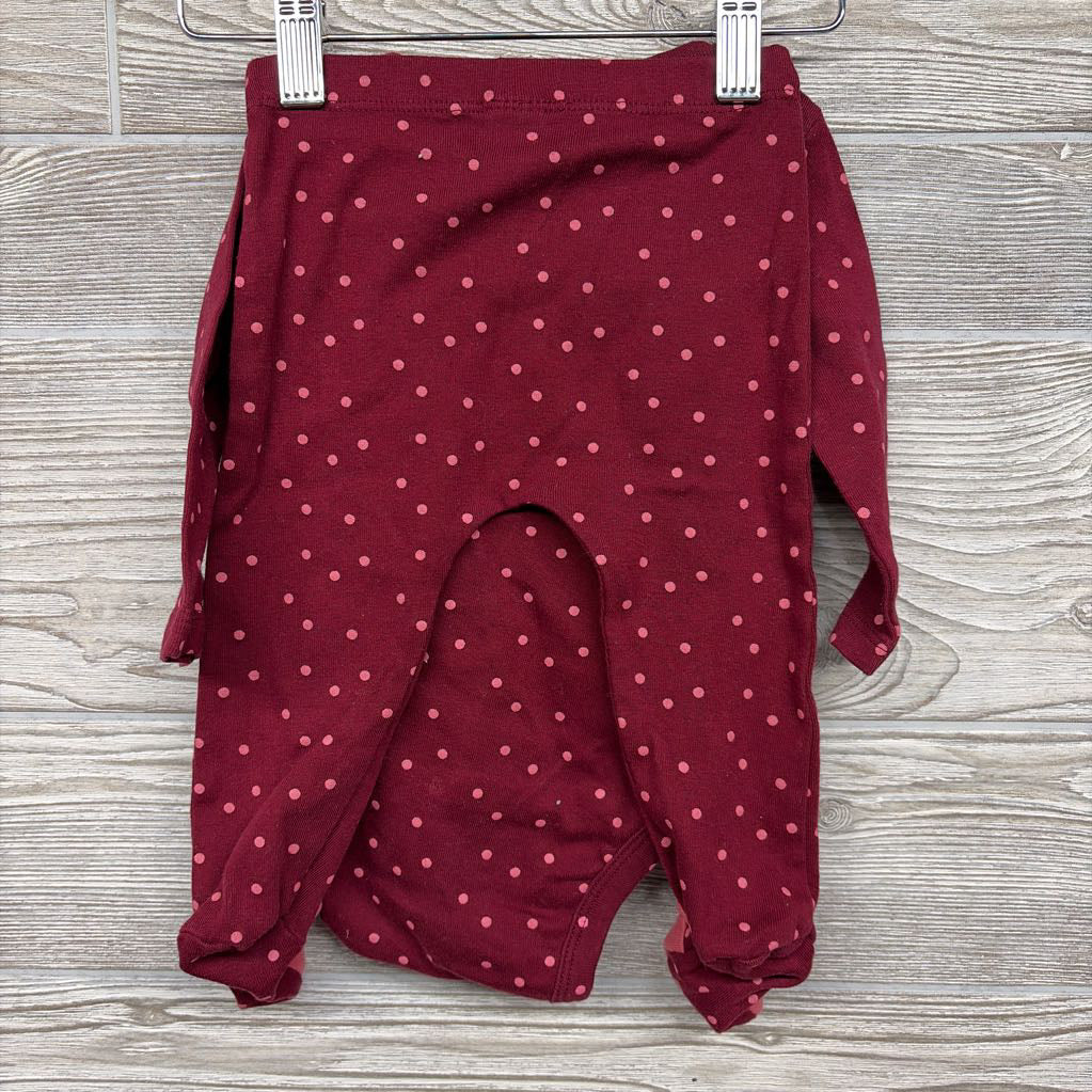 LS Side Snap Bodysuit & Footed Pants Dots 6M