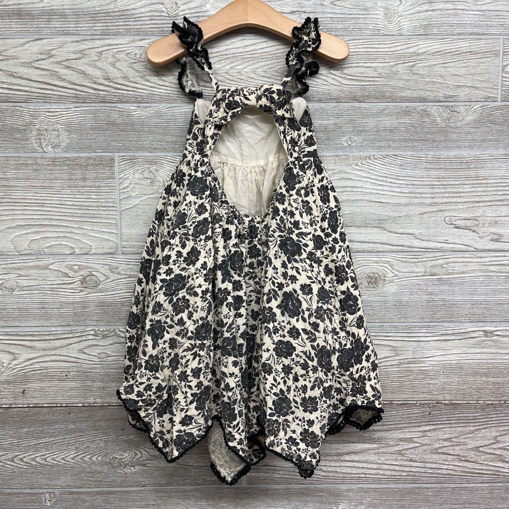 Textured Flutter Strap Tank Dress Flowers 4T