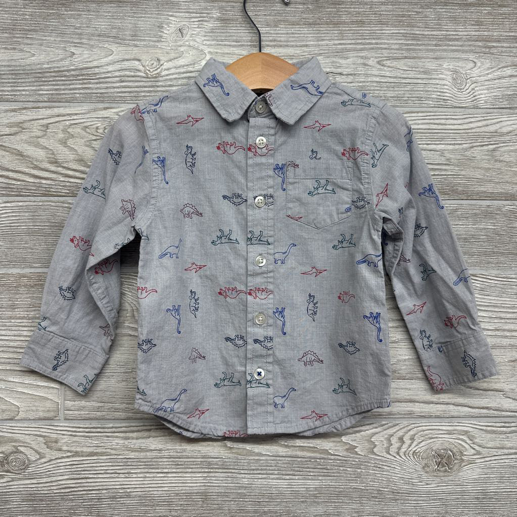 Button UP Shirt Dinosaurs 2t