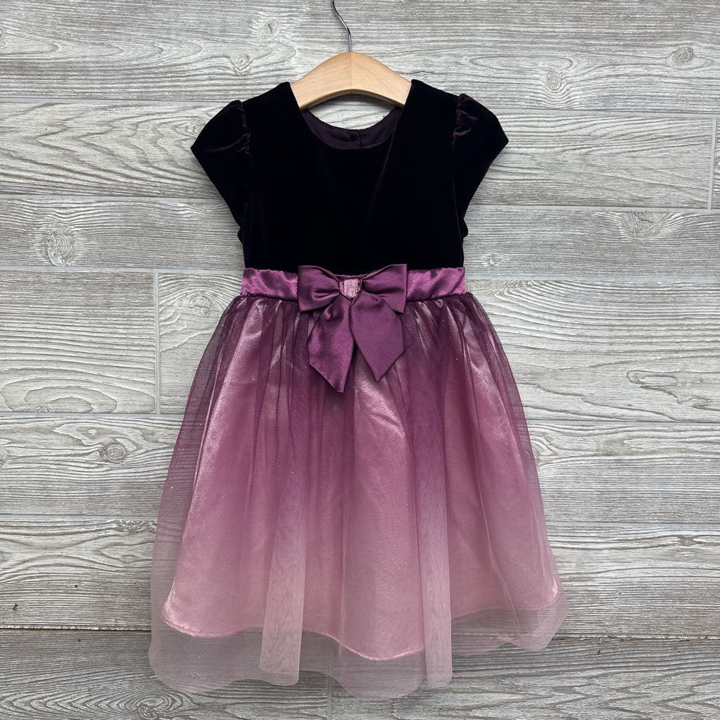 Velour Dress Tulle Skirt Front Bow 4