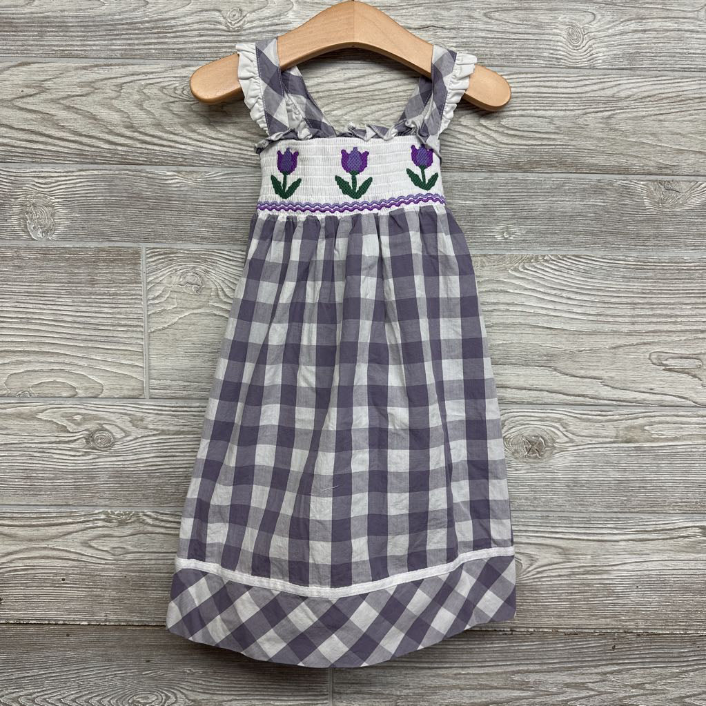 Smocked Gingham Dress Flowers 5