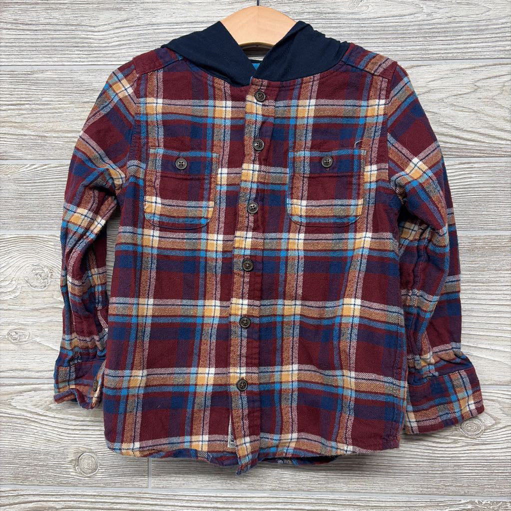 Plaid Button Up Flannel Shirt W/ Hood 5