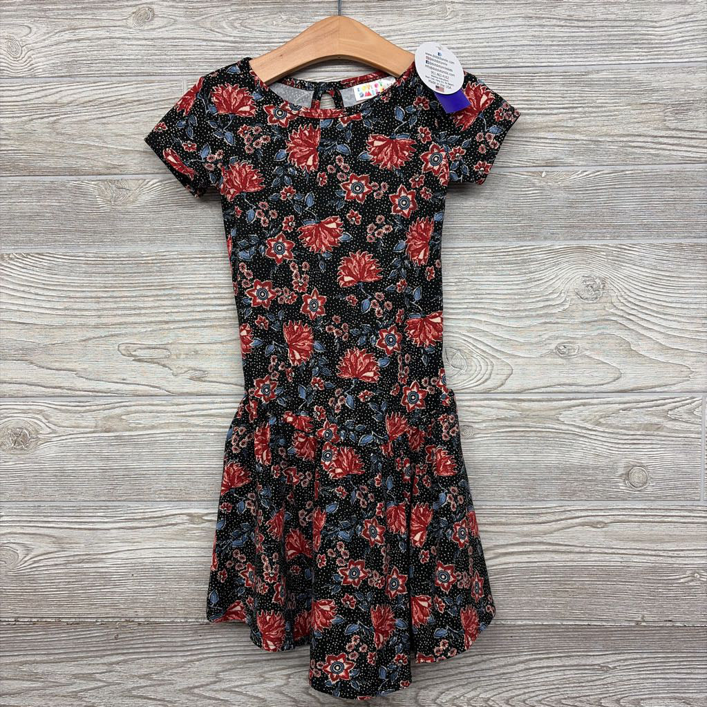 NEW Drop Waist Dress Dots Flowers 3-4