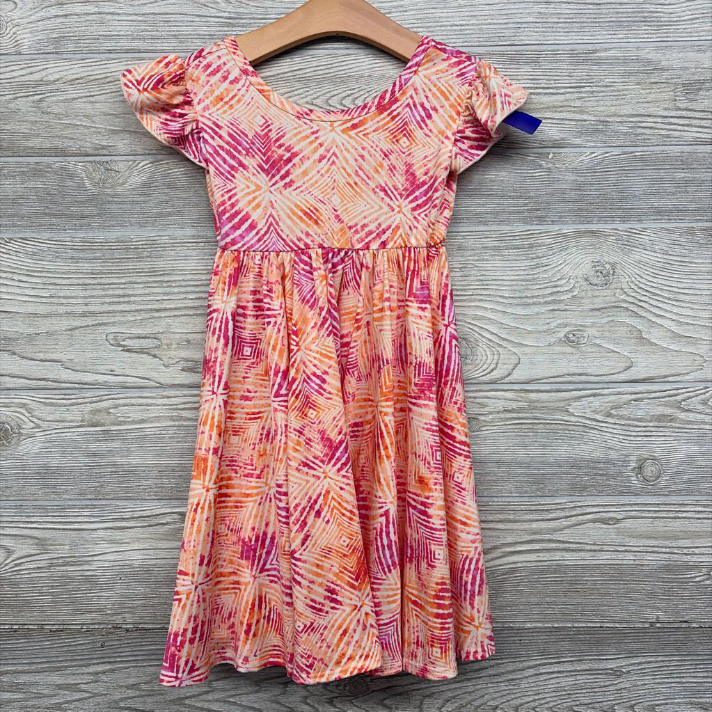 NEW Flutter Sleeve Twirl Dress Leaves 3-4